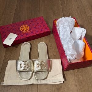 Tory Burch Metallic Slide Eleanor Sandals